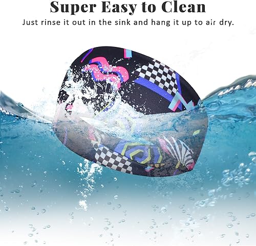 Miniatura 6 de 4 diademas vintage de los años 80 y 90, bandas para el sudor para mujeres, accesorios de neón bohemios para hombres para hip hop, estilo fiesta,