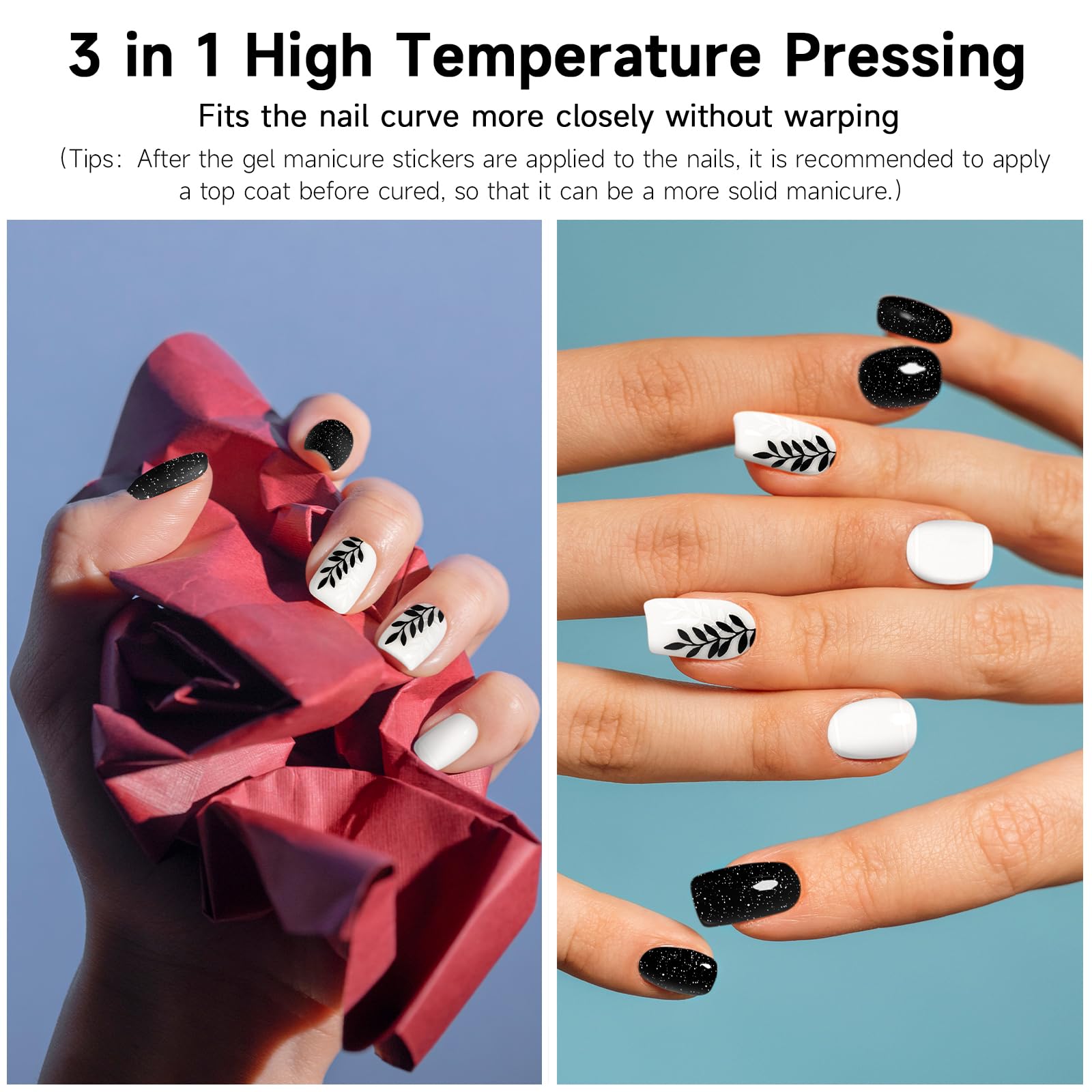 DUKASOU Gel Nail Stickers,28 Pcs Semi Cured Gel Nail Strips UV Light/LED Lamp Required,Long Lasting Nail Polish Stickers Falling Leaves,Gel Nail Wraps Self Adhesive,Easy to Apply Remove - Image 4