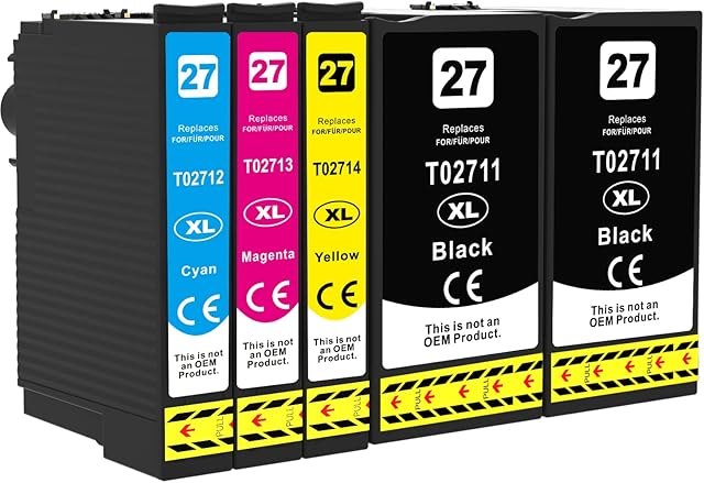 Q-image 27 27XL Ink Cartridge Compatible with Epson 27XL Multipack for Workforce WF-7720 WF-7210 WF-7710 WF-3620 WF-3640 WF-7110 WF-7610 WF-7620 WF-7715 (5-Pack)