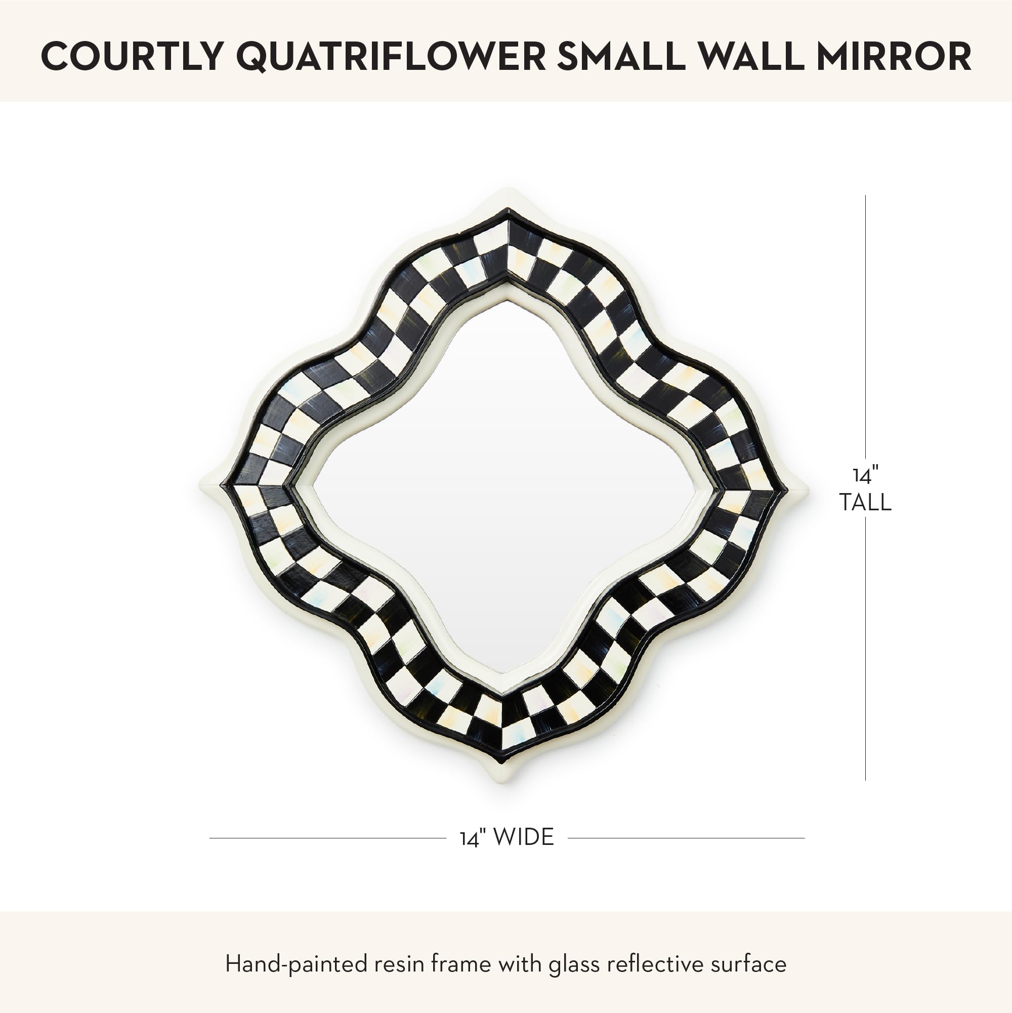 MacKenzie-Childs Black and White Check Compact Mirror & Pouch Set MacKenzie- Childs Set of 3 Leaf Courtly Check Trinket Trays  main image 2