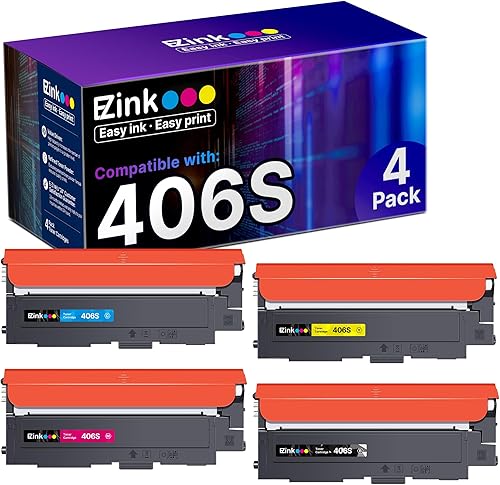 E-Z Ink Cartucho de tóner de repuesto compatible para Samsung 406 406S CLT-K406S CLT-C406S CLT-M406S CLT-Y406S para usar con impresora Xpress C460W