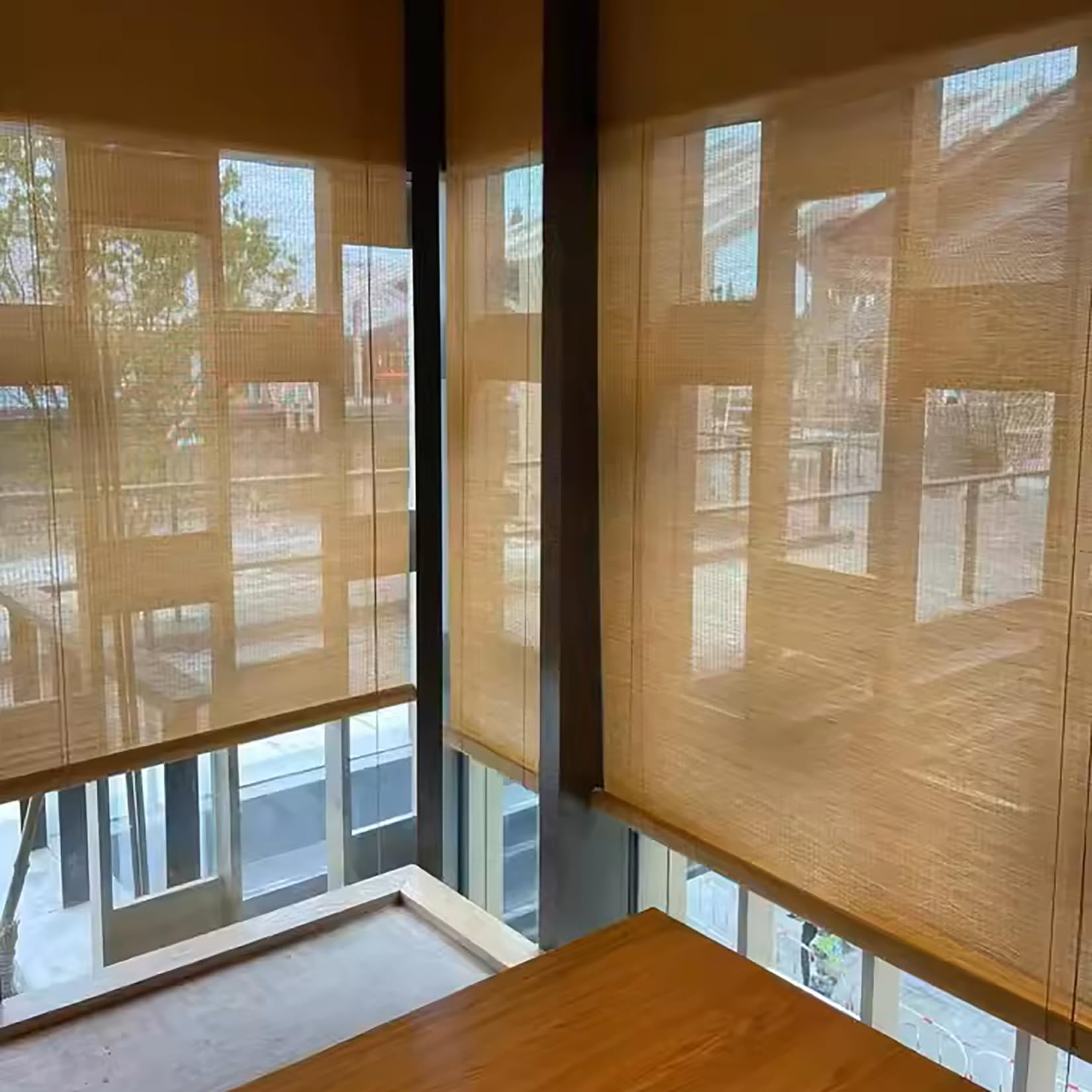 Natural Roller blind Bamboo, Customizable Roman Shades Privacy Roll Up Blinds Anti-UV Curtain for Balcony, For Windows Doors Balcony Patio Porches Indoor Outdoor