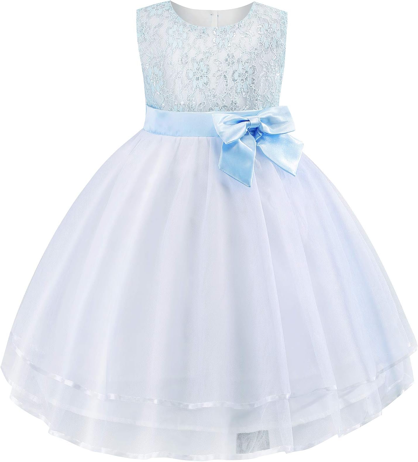 Cichic Girls Dresses Kids Party Dress for Halloween Christmas Wedding Flower Girls Dress Elegant Baby Girls Dress, Blue Dress, 5-6 Years