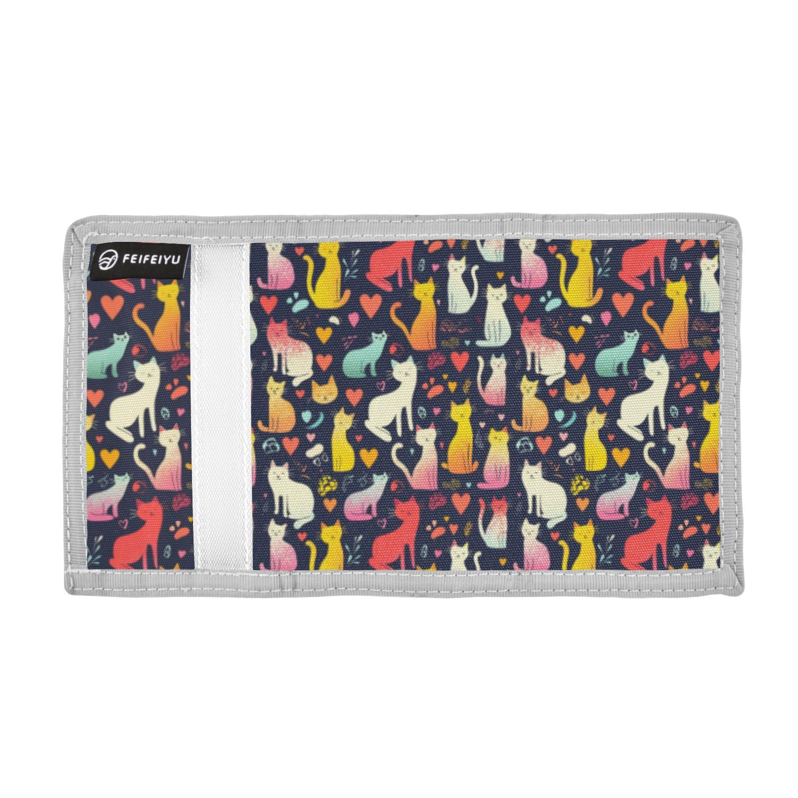 Wusikd Cute Cats Kids Wallet for Boys Girls Hearts Toddler Trifold Wallet Novelty Wallet for Teens Women Men