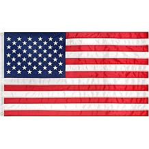 Super Tough 5Ft x 8Ft American Flag - Heavy Duty Polyester USA Flag with Embroidered Stars and Sewn Stripes Suitable for All Weather - Red/White/Blue