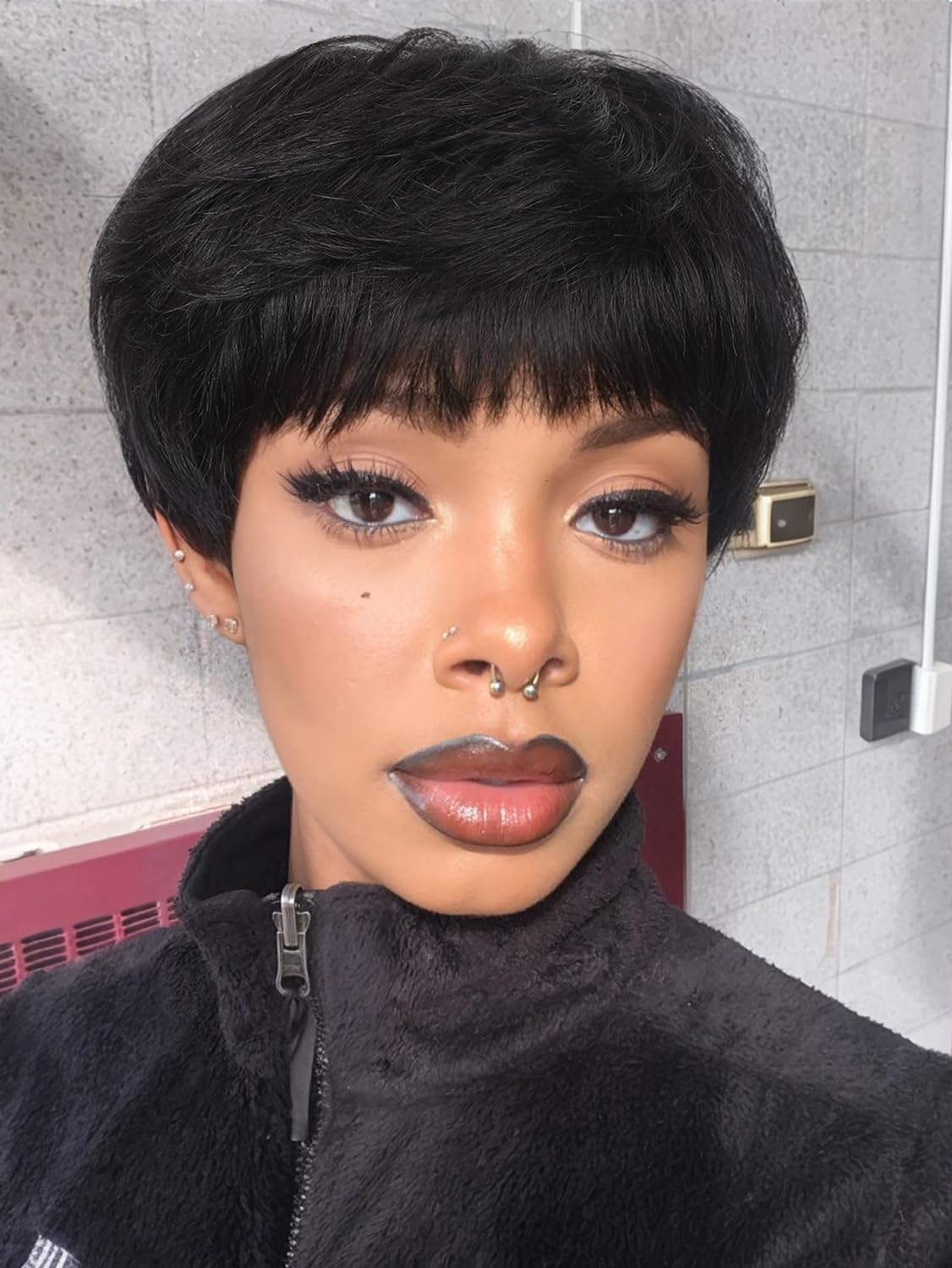 Quantum Love Pixie Cut Human Hair Wigs Short Layered Human Hair Wig for Back Women 6 Inches Glueless Short Body Cut Wigs Wear And Go None Lace Wigs