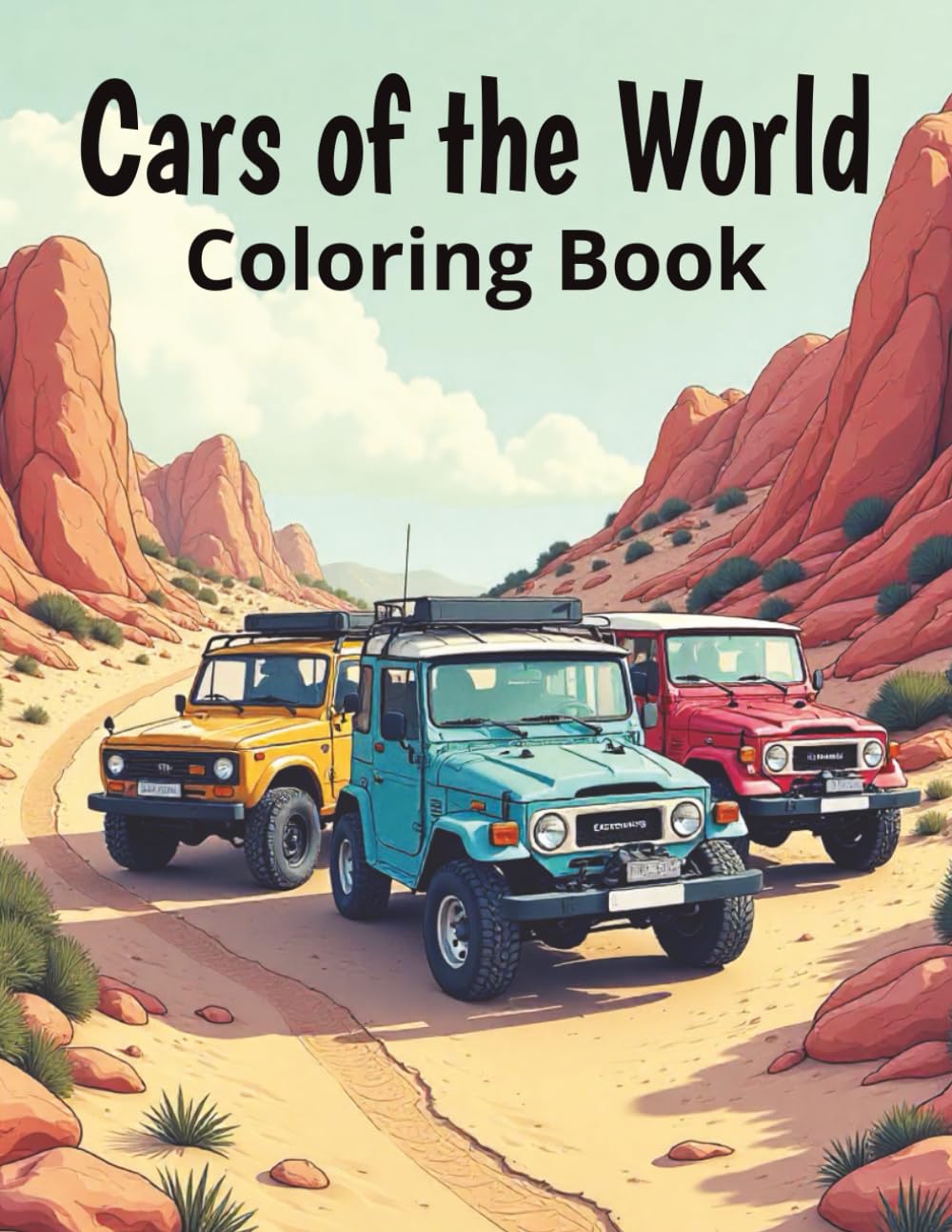 Cars of the World Coloring Book: 52 images of cars from around the world from different eras. Stress free coloring for adults and kids. Great gift for Christmas.