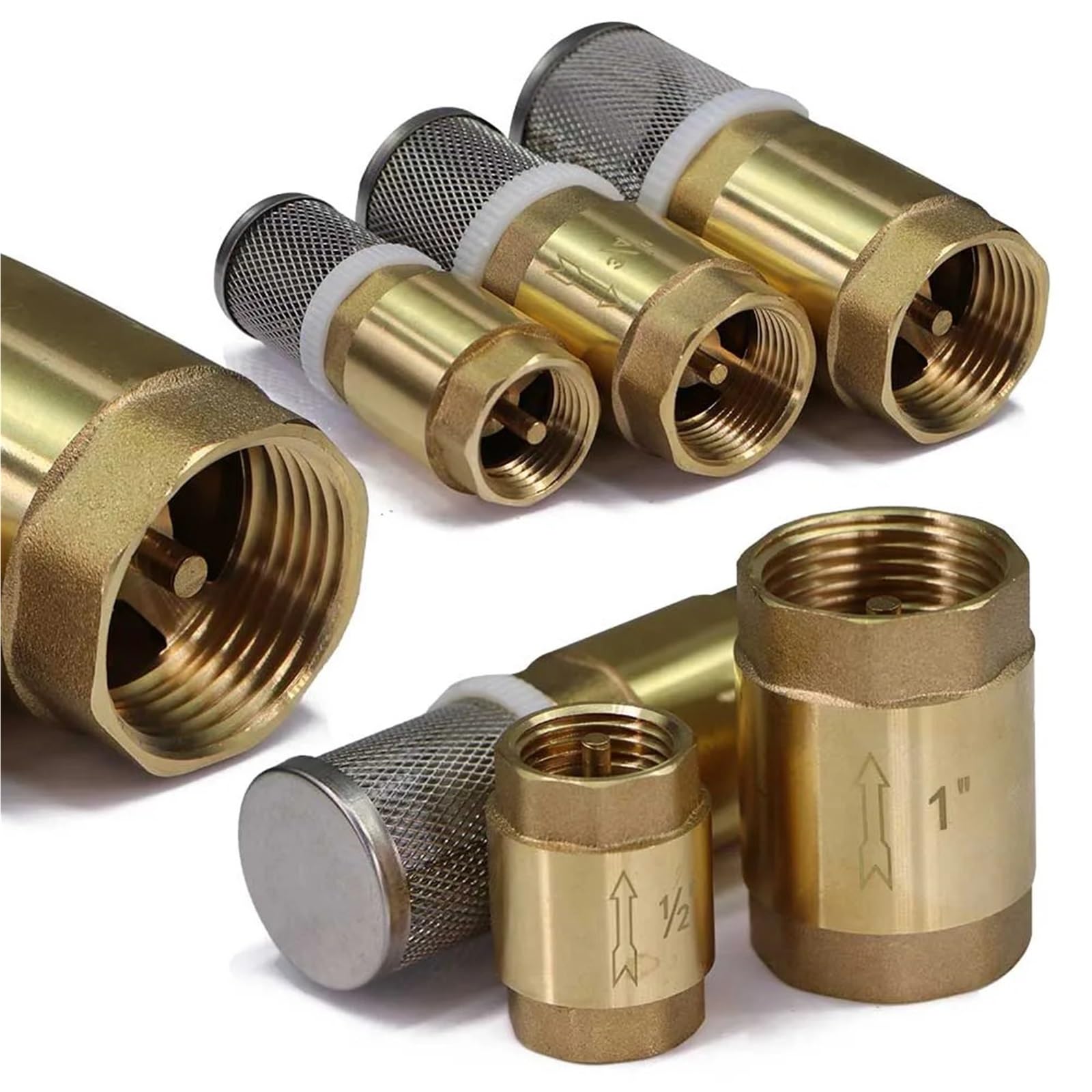 Válvula de retención de latón de 1/2" 3/4" 1" con filtro de reflujo - Bomba autocebante unidireccional for aplicaciones de plomería 1 pieza(1/2 Inch Check Valve)