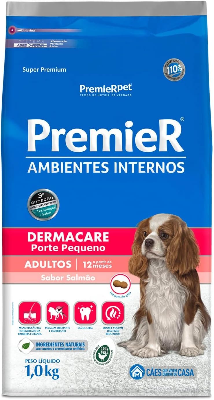 Ração Premier Dermacare Ambientes Internos para Cães Adultos de Raças Pequenas, 1kg Premier Pet Raça Adulto, Ração Premier Dermacare Ambientes Internos para Cães Adultos de Raças Pequenas, 1kg Premier Pet Raça Adulto,