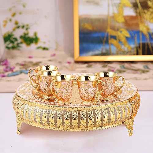 Miniatura 10 de Juego de taza de café turca y tetera que incluye tetera, bandeja de té, 6 tazas de metal, juego de servicio de té para decoración de mesa de té,