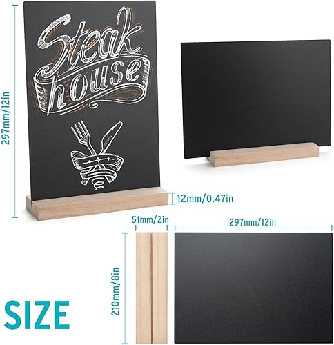 Miniatura 3 de ONUPGO Paquete de 2 letreros de pizarra de mesa con 8 rotuladores de colores, 8 x 12 pulgadas, letreros de pizarra de tiza para menú, letreros de