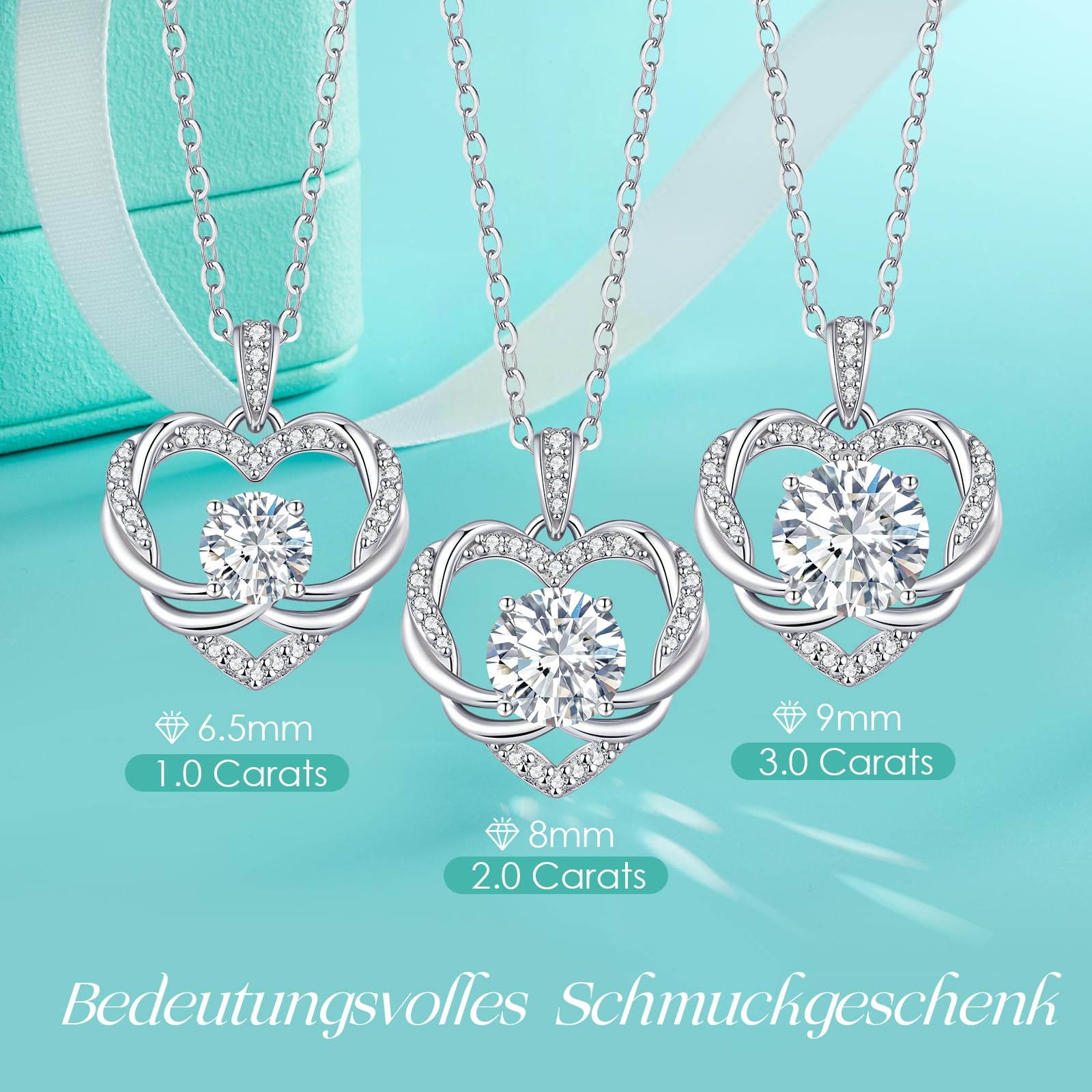 LOUISA SECRET Collana donna Infinity Heart Mini Twisted Heart Mossanite Collana in argento sterling 925 Regalo di compleanno per donna Natale San Valentino Gioielli