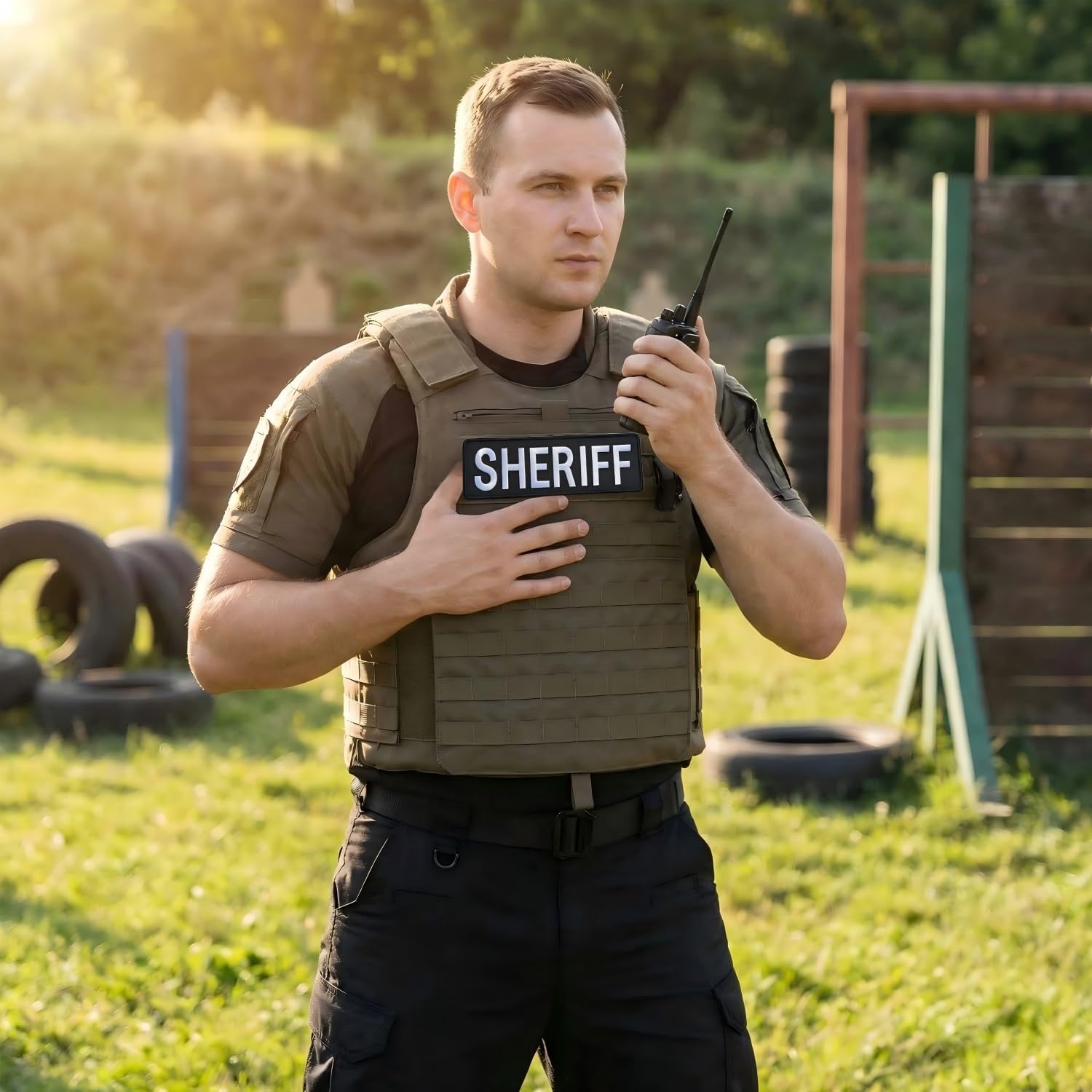 2 Pieces Tactical Embroidery Patches, Hook and Loop Embroidery Patch for Backpacks, Uniforms, Vest, Press Vest(One Large & One Small) - SH