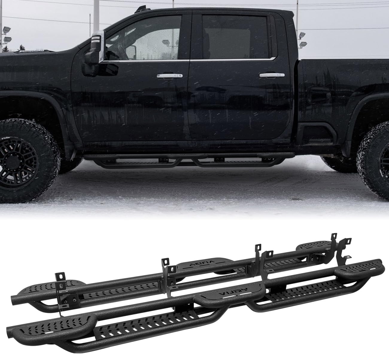 Vijay Crew Cab Side Step Bars Running Boards Fits 2019-2025 Chevy Silverado 1500/2019-2025 GMC Sierra 1500 and 2020-2025 Chevy Silverado 2500/3500 and 2020-2025 GMC Sierra 2500/3500 (Style B)