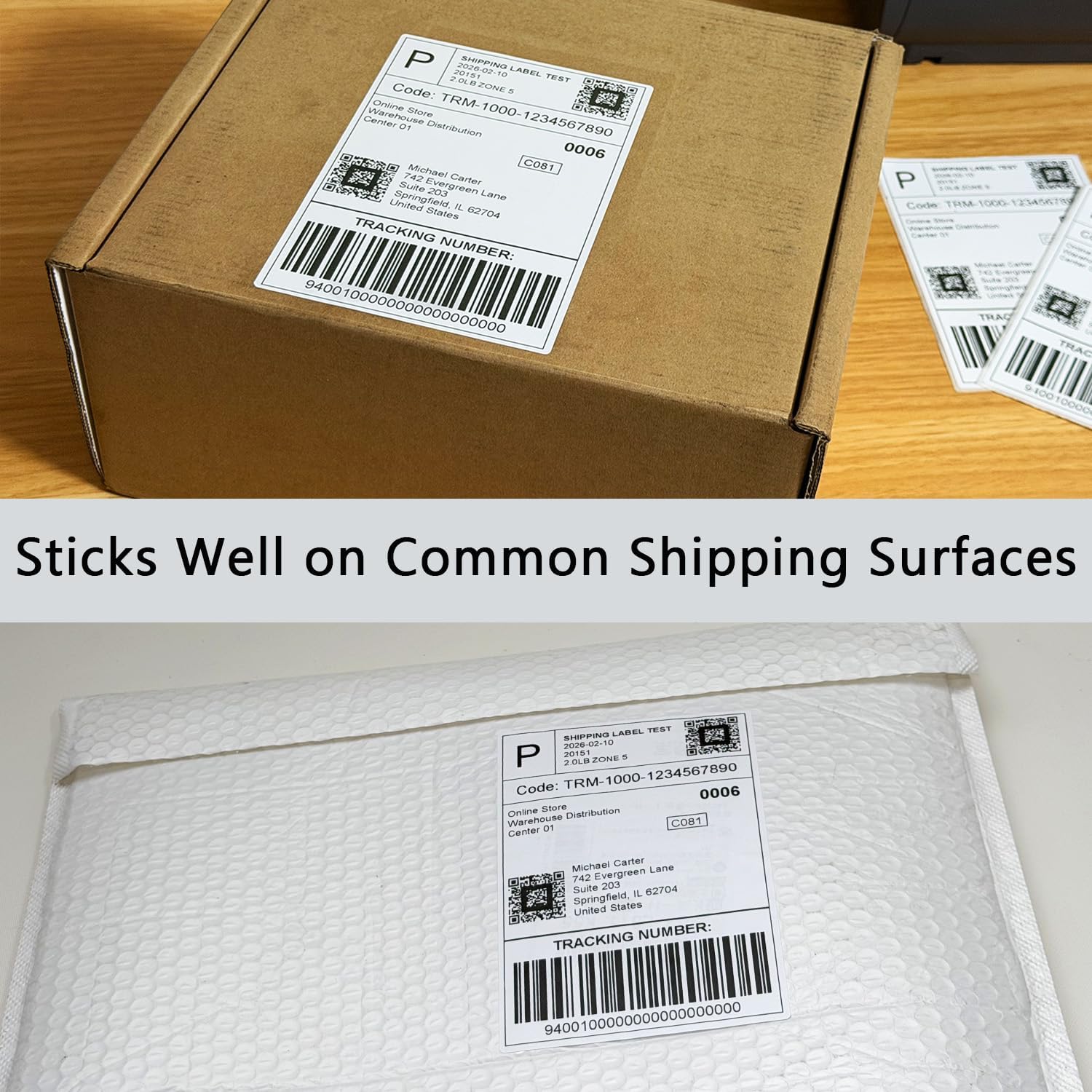 4 x 6 Thermal Shipping Labels 2000 Labels Fanfold Direct Thermal Printer Paper Commercial Grade Thermal Printer Sticker Perforated Thermal Printer Labels, 4 Stacks