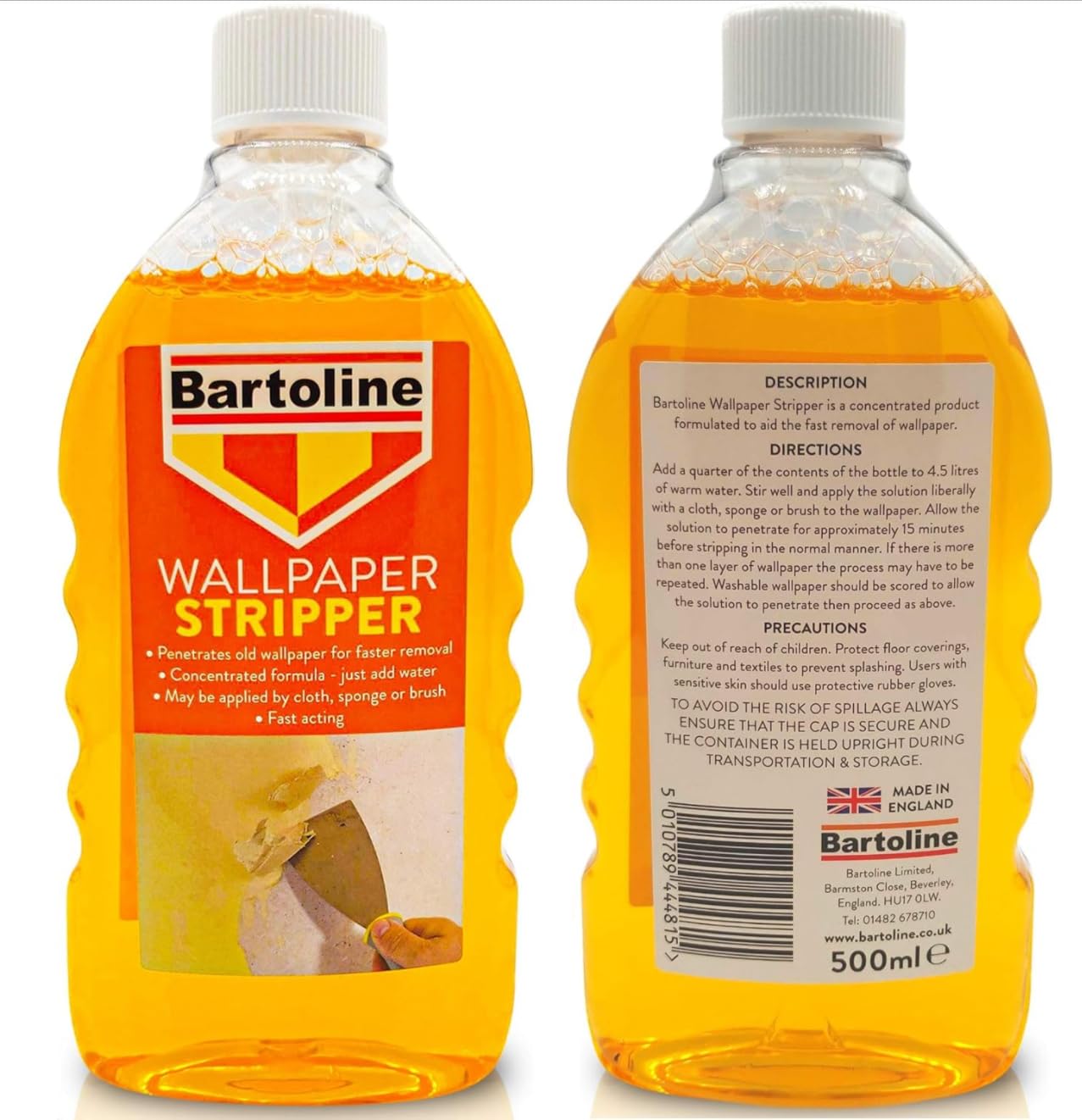 Bartoline - Kit de removedor de papel tapiz de 500 ml, raspador de 6 pulgadas de ancho, esponja grande, guantes, paquete completo para una rápida extracción, apto para bricolaje