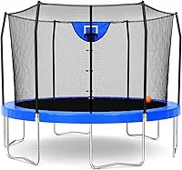 Skywalker Jump N’ Dunk Trampoline with Net & Basketball Hoop - 8FT, 12FT, 15FT Round Outdoor Trampolines for Kids & Adults