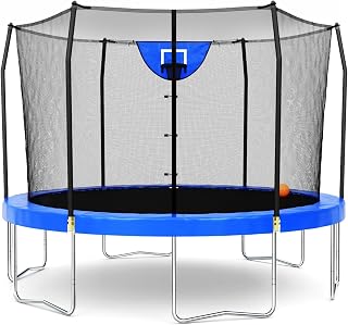 Skywalker Jump N’ Dunk Trampoline with Net & Basketball Hoop - 8FT, 12FT, 15FT Round Outdoor Trampolines for Kids & Adults