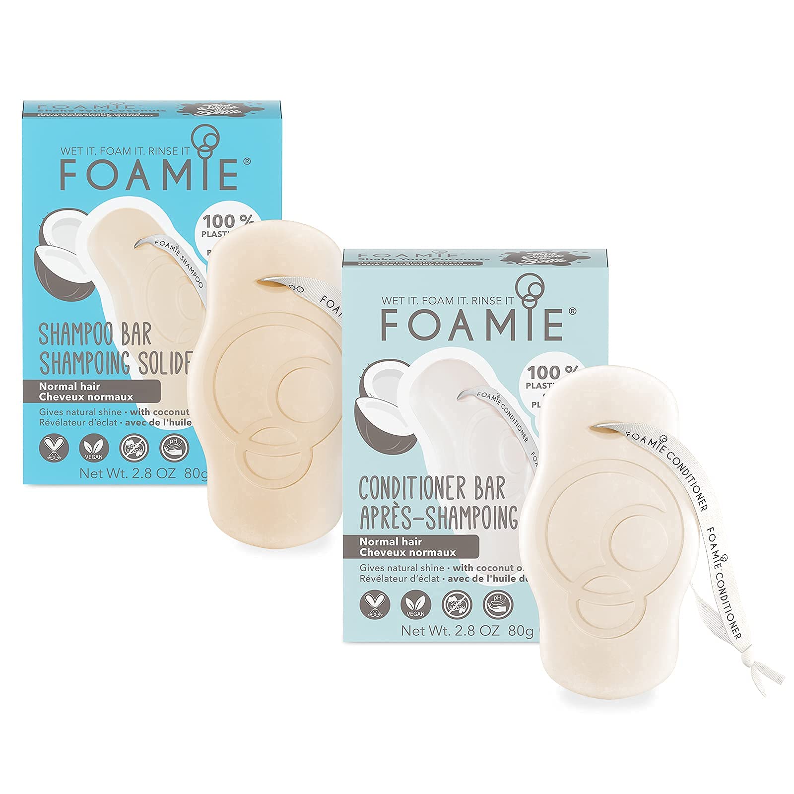 FoamieCoconut Shampoo and Conditioner Bar Set - For Normal Hair