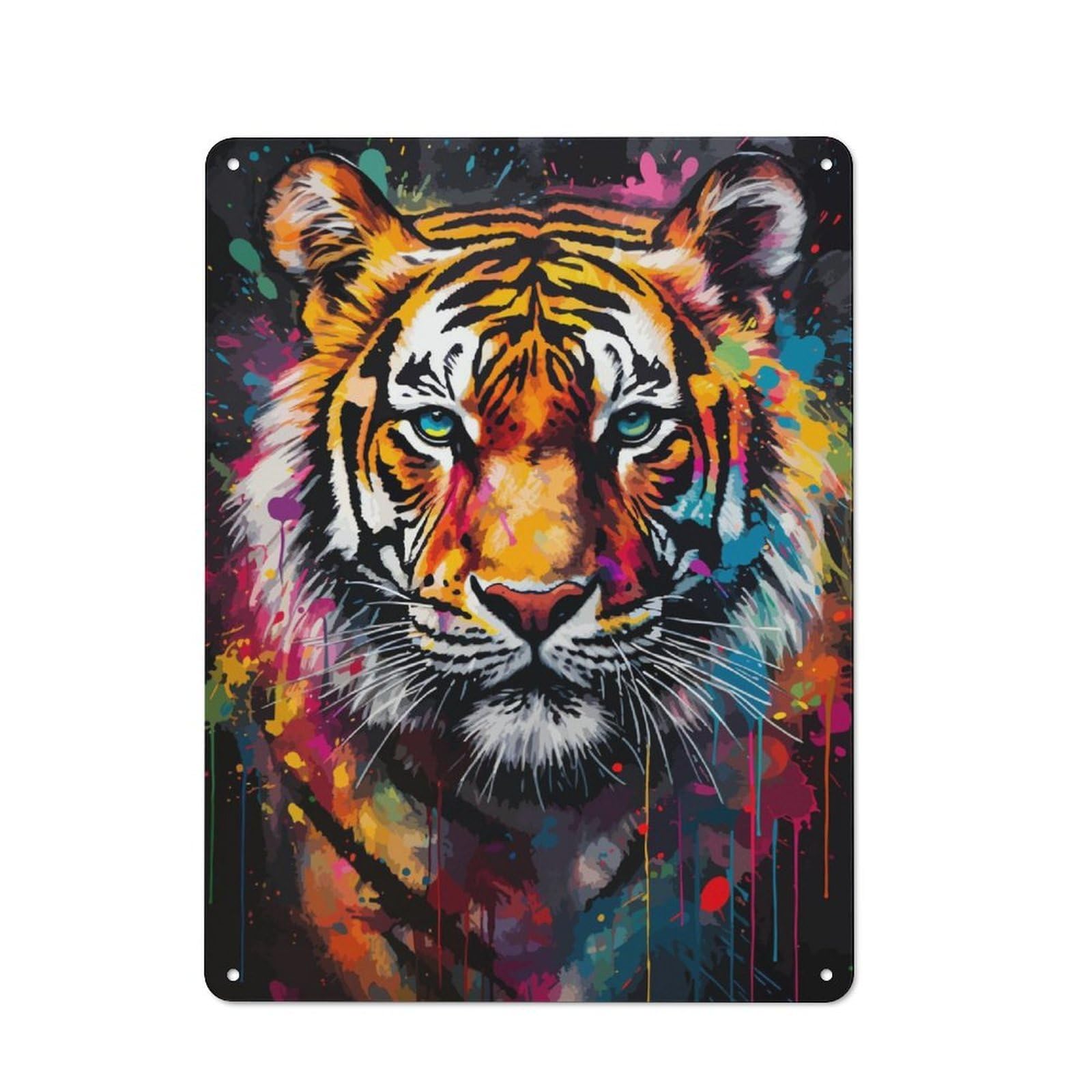 Junmoney Tiger Painting Retro-Style Tin Sign 40X30cm Featuring For Home Bar Wall, For Garage, Workshop And Man Cave Decoration
