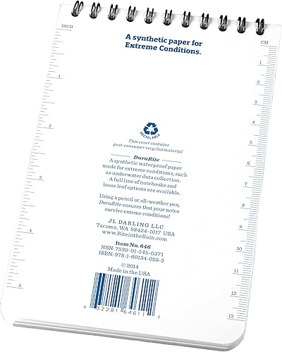 Miniatura 4 de Rite in the Rain Cuaderno de espiral superior impermeable (DURARITE), 4.0 in x 6.0 in, cubierta blanca, patrón universal (No. 646)