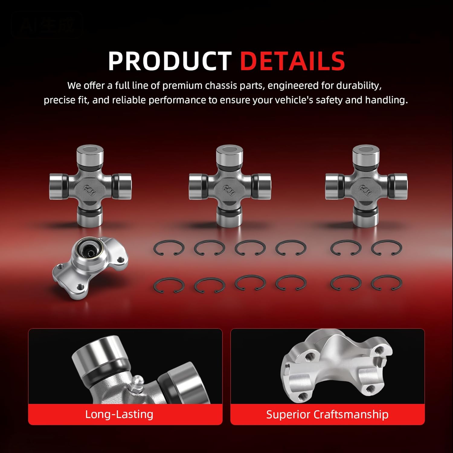 211544X & 5-1310X U-Joint Socket Yoke Assembly Set Fit for Jeep TJ YJ XJ Wrangler Cherokee, 1310/SPL22 Series Outside Snap Ring Style