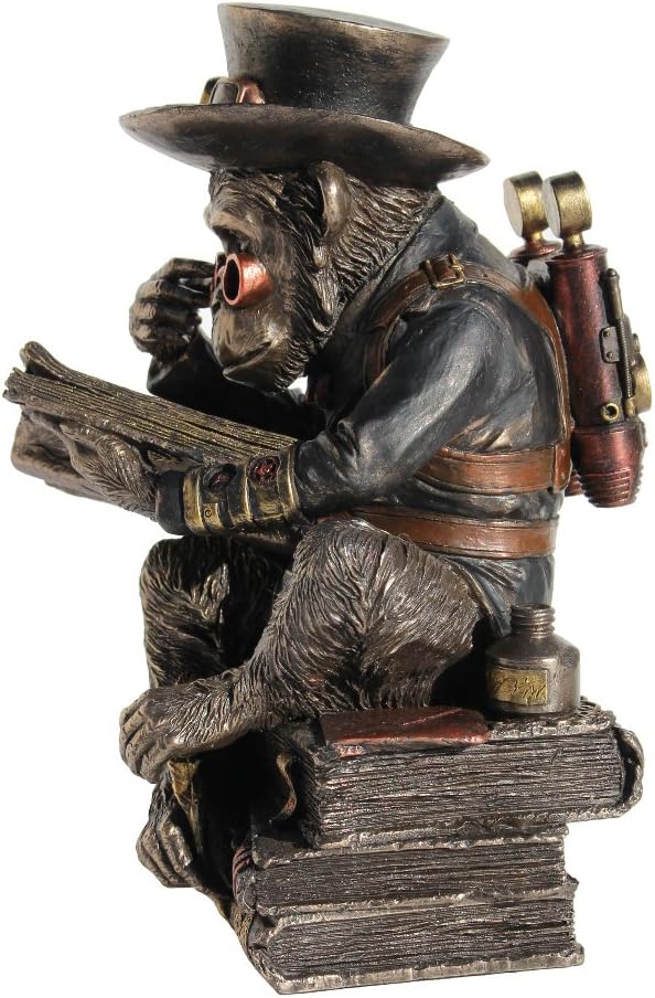 Veronese Design 7 3/4" Steampunk Chimpanzee Scholar Resin Sculpture Bronze Finish