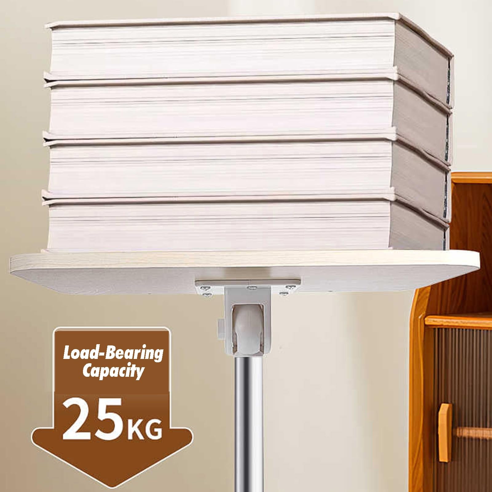 Support De Livre Au Sol, Réglable Et, Sur Pied En Bois Massif, For Livres Cuisine(Walnut,30x30x70-142cm)