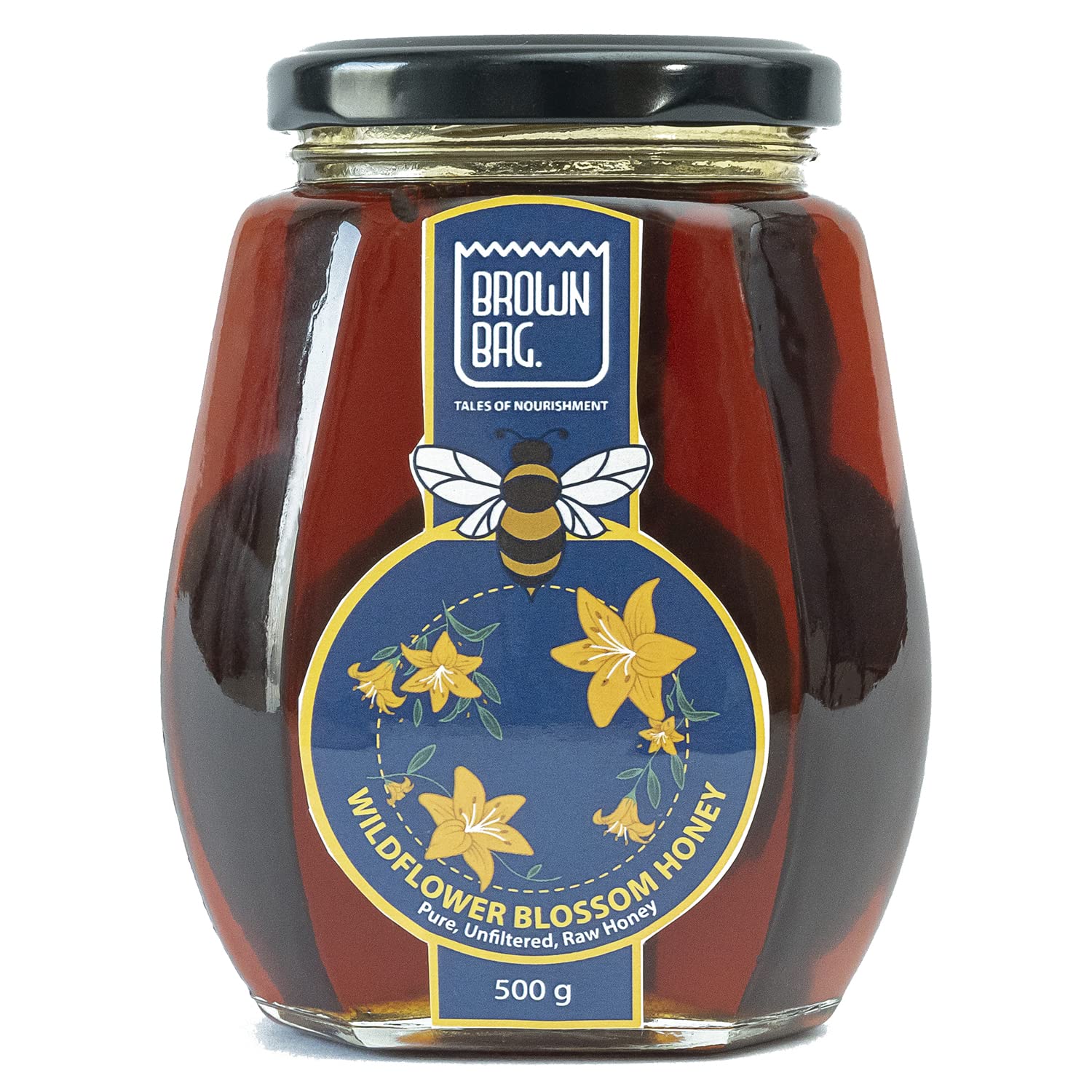 Wildflower Honey - 100% Pure Raw Organic Unprocessed Honey| 100% Pure NMR Tested Shahad | No Added Sugar |Natural & Unpasteurized Immune Booster Flavoured Original Honey (Pack of 1)_500g