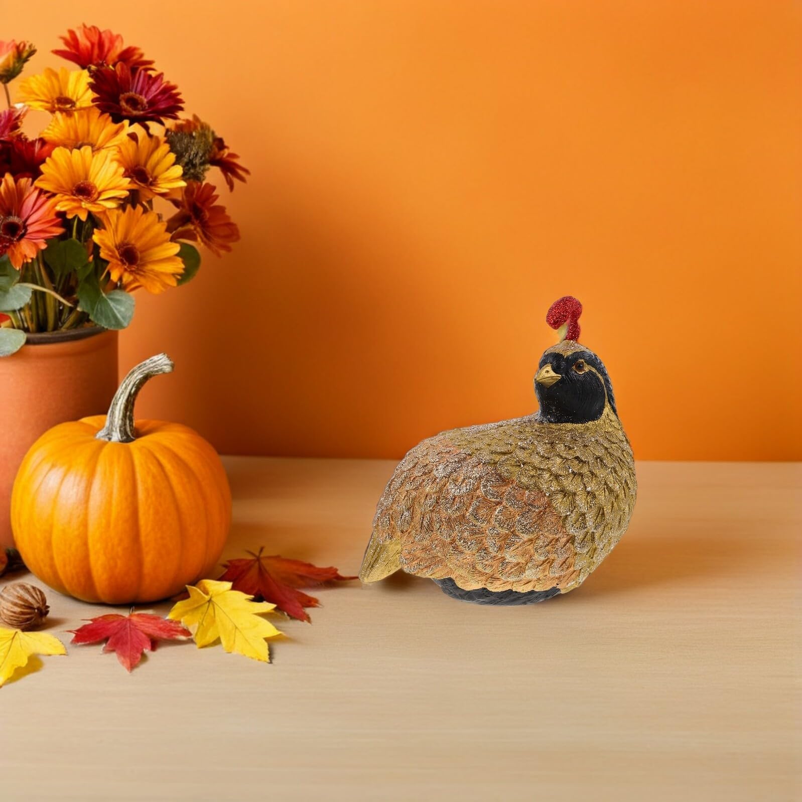 Kleine Truthahnfigur aus Kunstharz für Thanksgiving Realistische Herbst Tischdekoration Im Landhausstil Wiederverwendbare Erntedank Deko für Zuhause und Partys