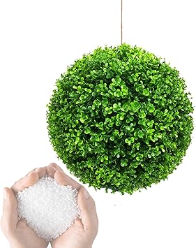 Artificial Plant Topiary Ball Dia 16in, Faux Decorative Balls, Decorative Faux Dried Moss Balls, Garden Spheres Outdoor, Outdoor Green Topiary Sphere Garden Ball, Tree and Bush Substitute