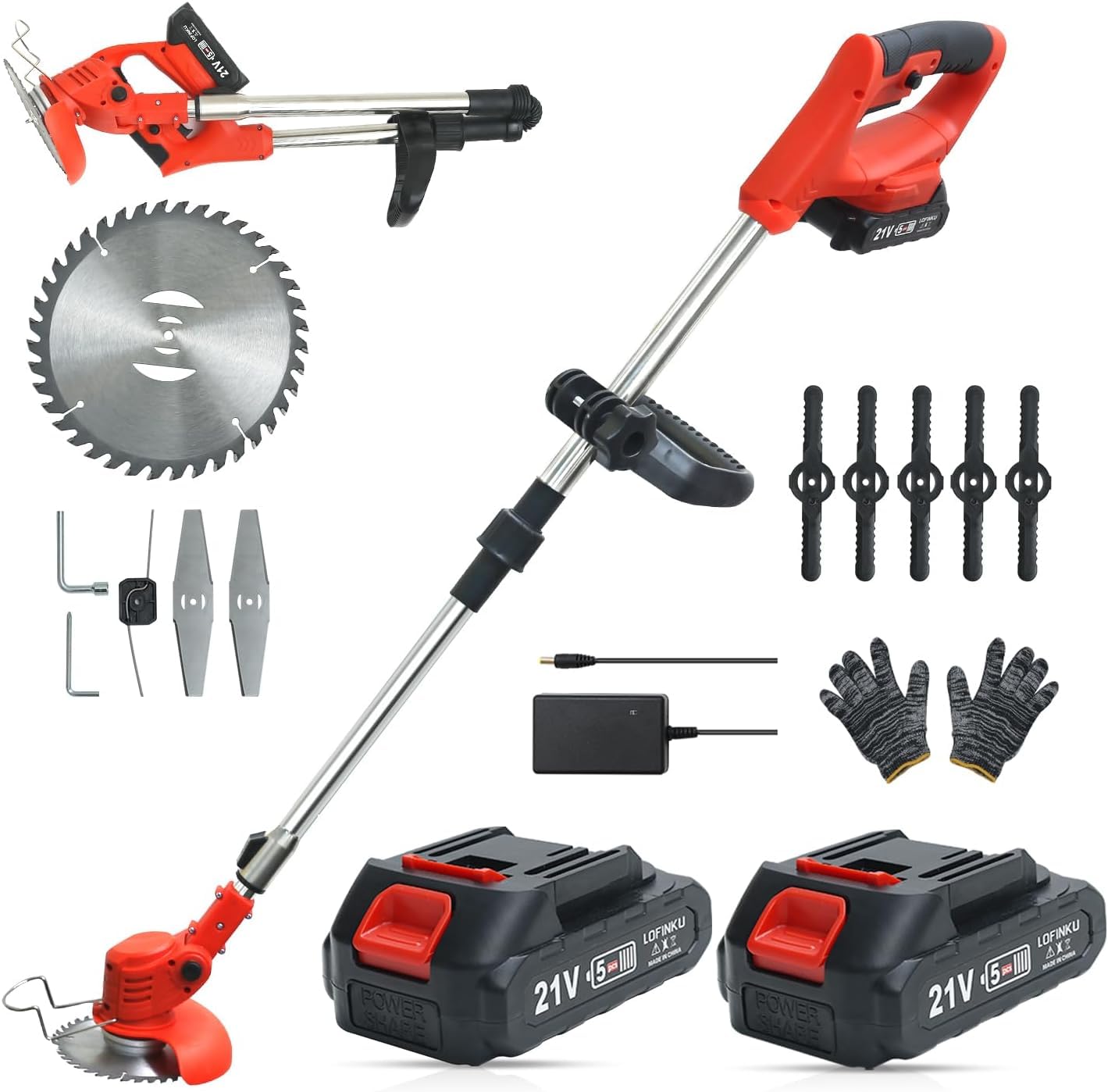 Cordless Weed Wacker, Electric Weed Eater, Grass Trimmer Cordless, 2 Batteries, Weed Erimmer,GCJ-Hong