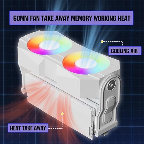 Miniatura 3 de Memoria RAM de computadora Radiador de plástico disipador de calor ram ventilador con doble ventilador giratorio de 2.362 in de PC 4Pin PWM y 5V