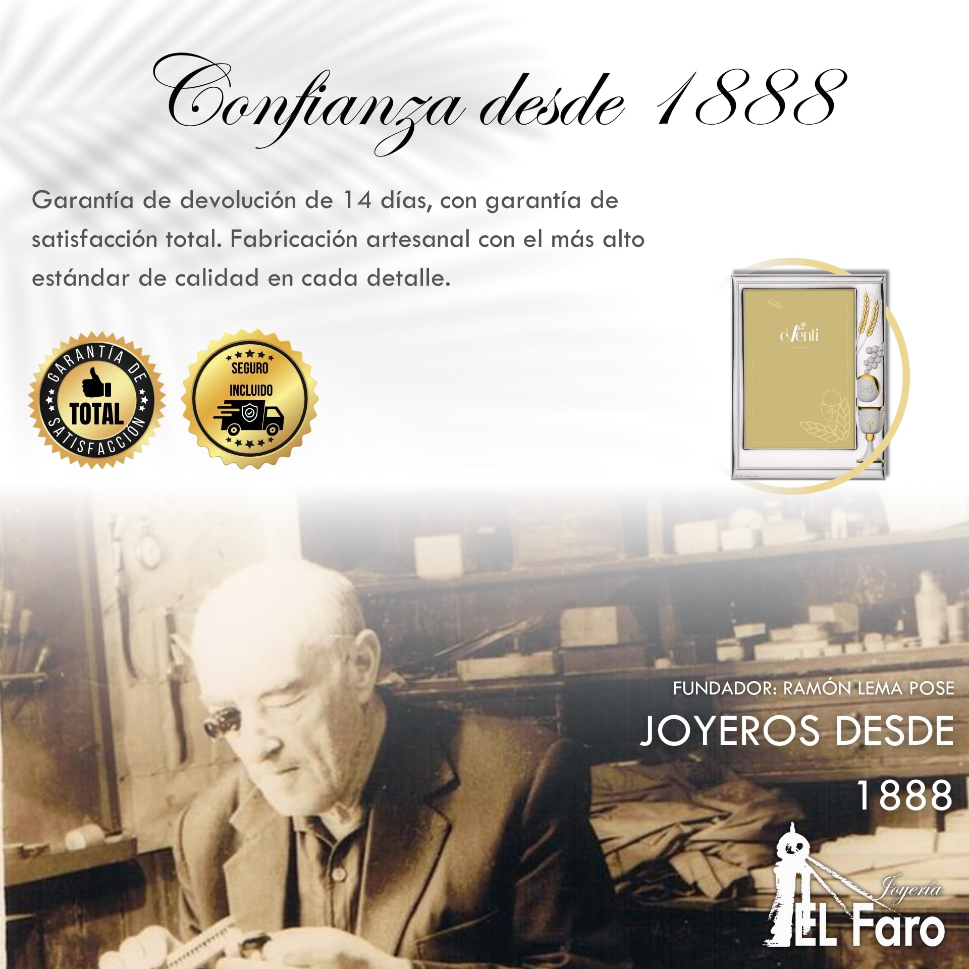 El Faro JOYERIA Marco Fotos Personalizado 9x13 comunión | Estuche premium incluido