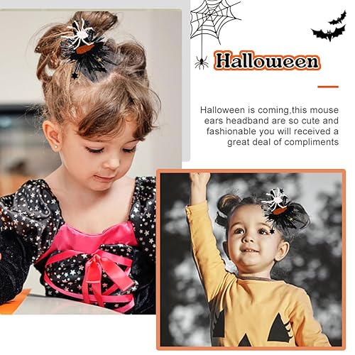 Miniatura 5 de Pinzas para el cabello de Halloween, extraño sombrero de bruja araña, accesorios para el cabello para mujer, diseño de lentejuelas con purpurina y