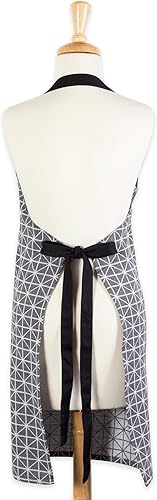 Miniatura 2 de DII Delantal de chef unisex jacquard geométrico negro y blanco, 32x28, triángulo