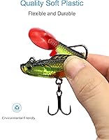 Vista 2 de Señuelos para Bass Jig Head Soft Swimbait, paquete de 6 cebo de plástico de 6 colores para pesca de agua salada/agua dulce