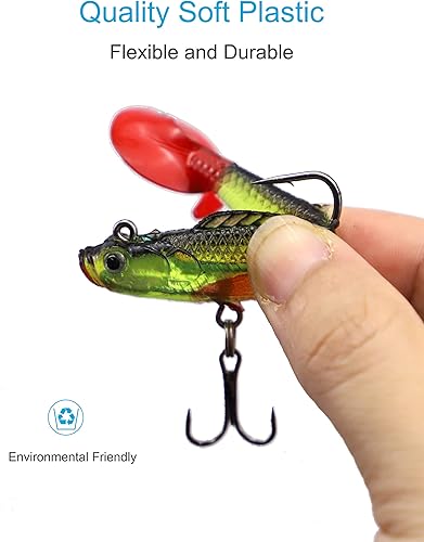 Miniatura 2 de Señuelos para Bass Jig Head Soft Swimbait, paquete de 6 cebo de plástico de 6 colores para pesca de agua salada/agua dulce