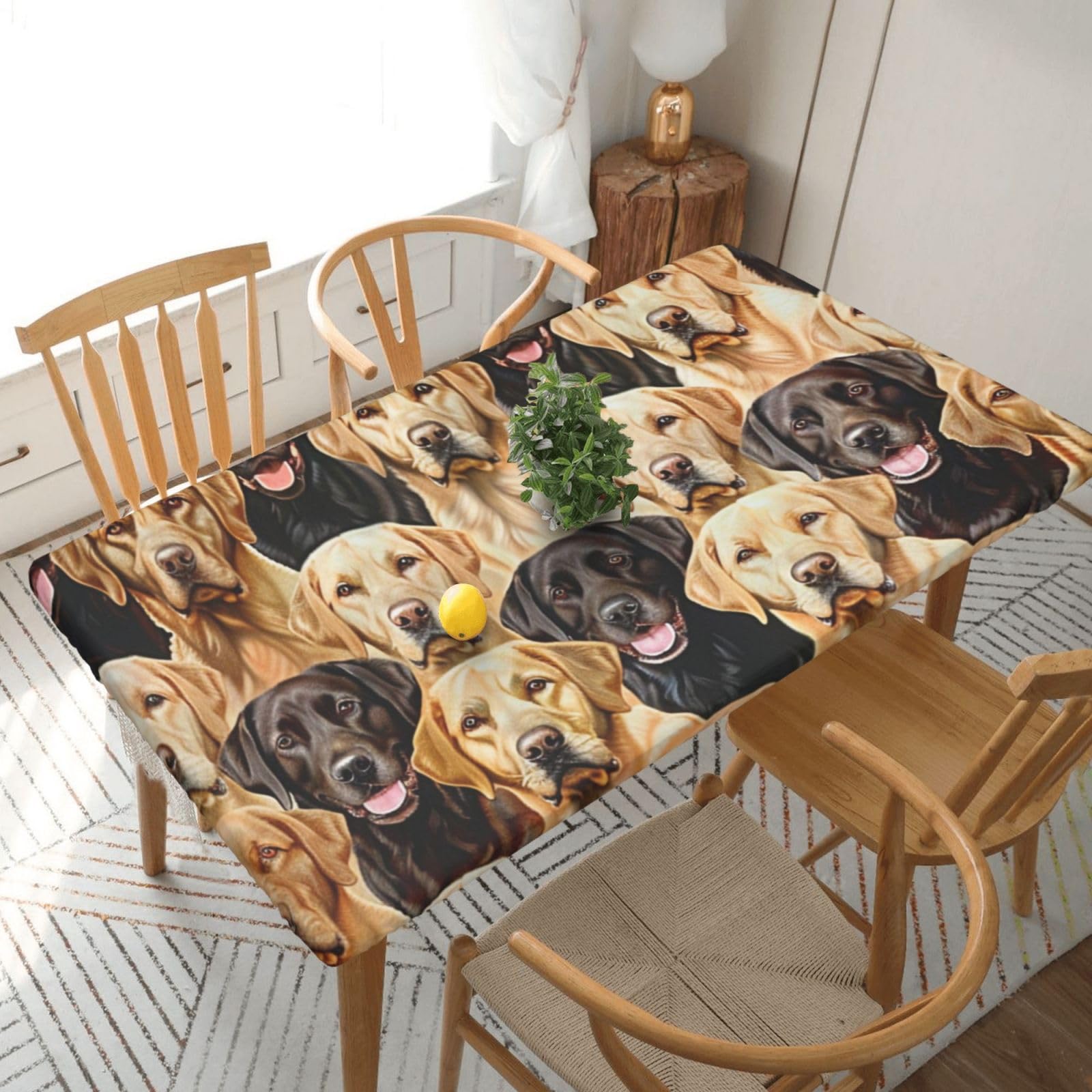 WPKJU Labrador Retriever Dogs Printed Tablecloths 5ft Rectangular Table Covers Washable Polyester Decorative Table Cloth for Dining Table Picnic Wedding