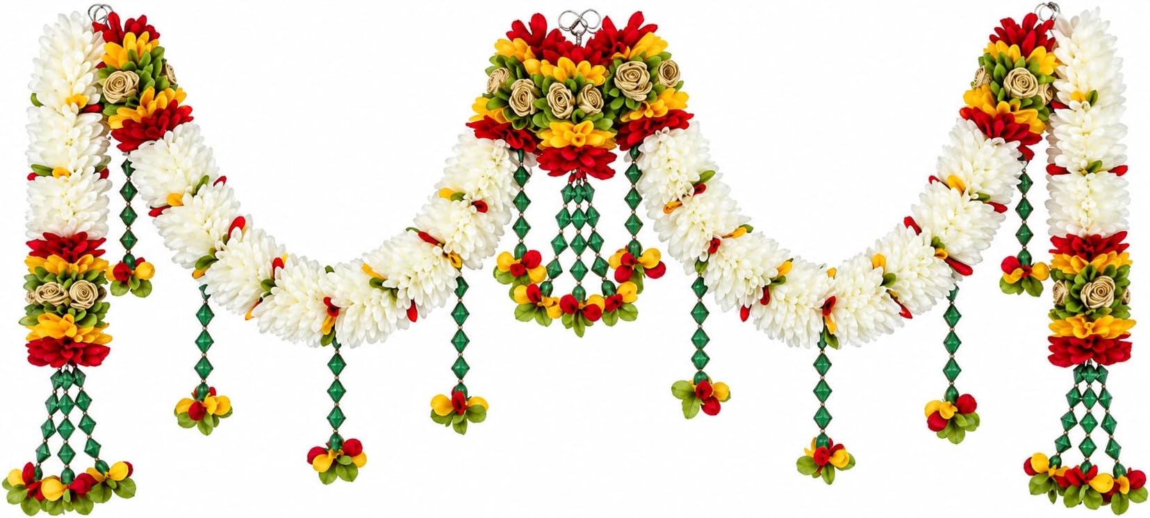 Daedal crafters Crystal Hanging Artificial Flower Toran for Main Door Entrance, Reusable Thoran for Pooja Mandir, Living Room & Home Dรฉcor, Bandarwal for Festival Decoration (42x14 inch)