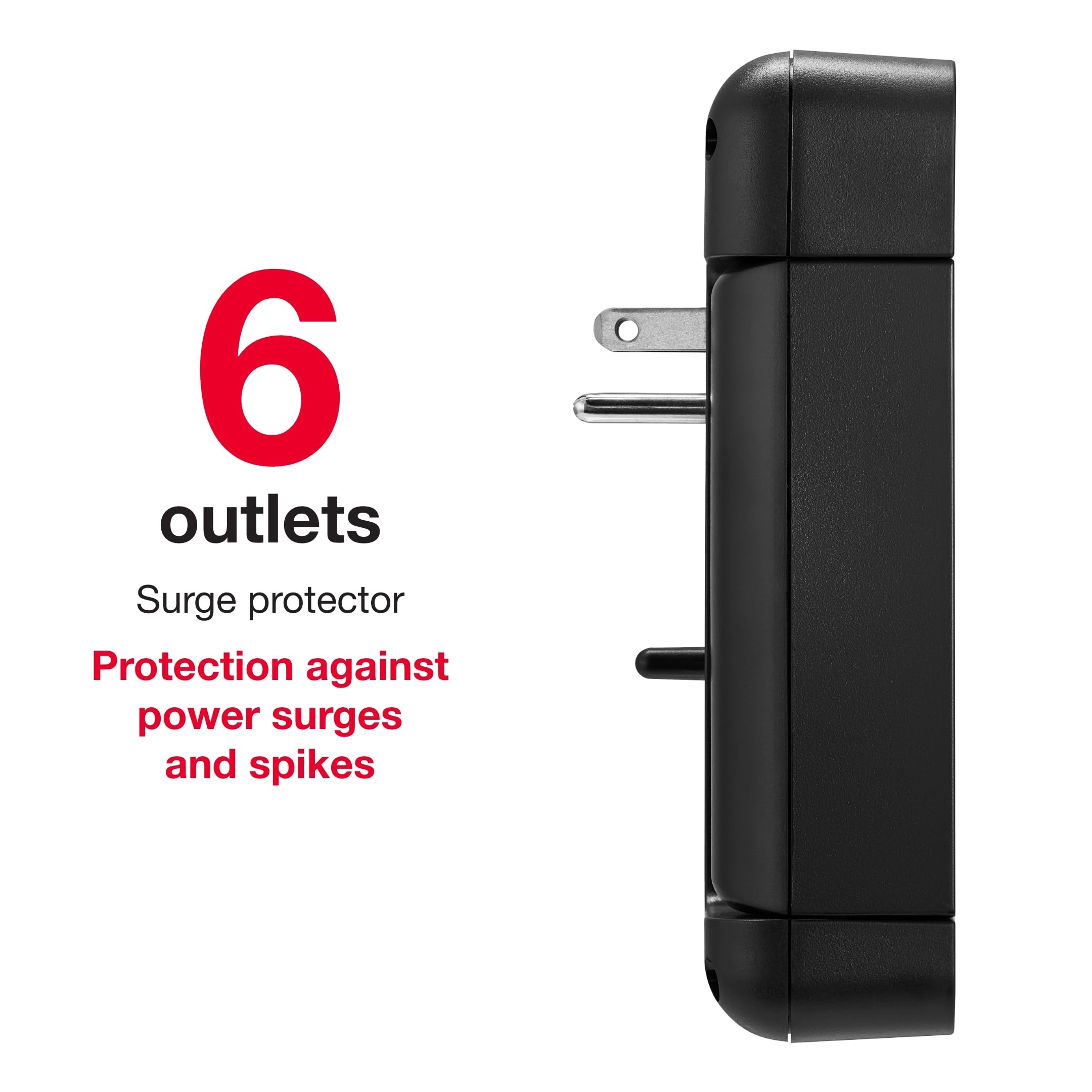 Rocketfish 6-Outlet/2-USB Swivel Wall Tap Surge Protector Black