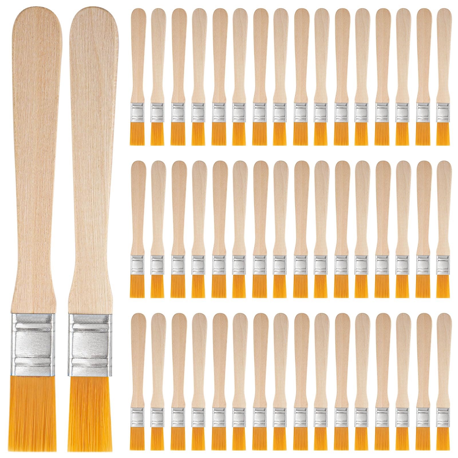 Flachpinsel, 50 Stück Lasurpinsel Malerpinsel Lackpinsel Flache Borstenpinsel Set Lackpinsel für Lacke Kleine Pinselset Lack Fensterpinsel mit Holzgriff Holzlasur für Pinsel Farben Kunst Streichen
