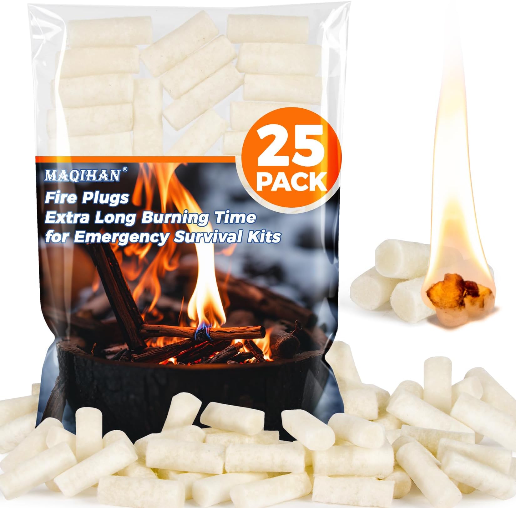 Fire Starter - 25PACK Fire Plugs Fire Starter Survival Tool, Fire Starters for Campfires, Fire Starter Kit, Fire Starters for Survival, Fire Starter Sticks for BBQ Fireplace Camping