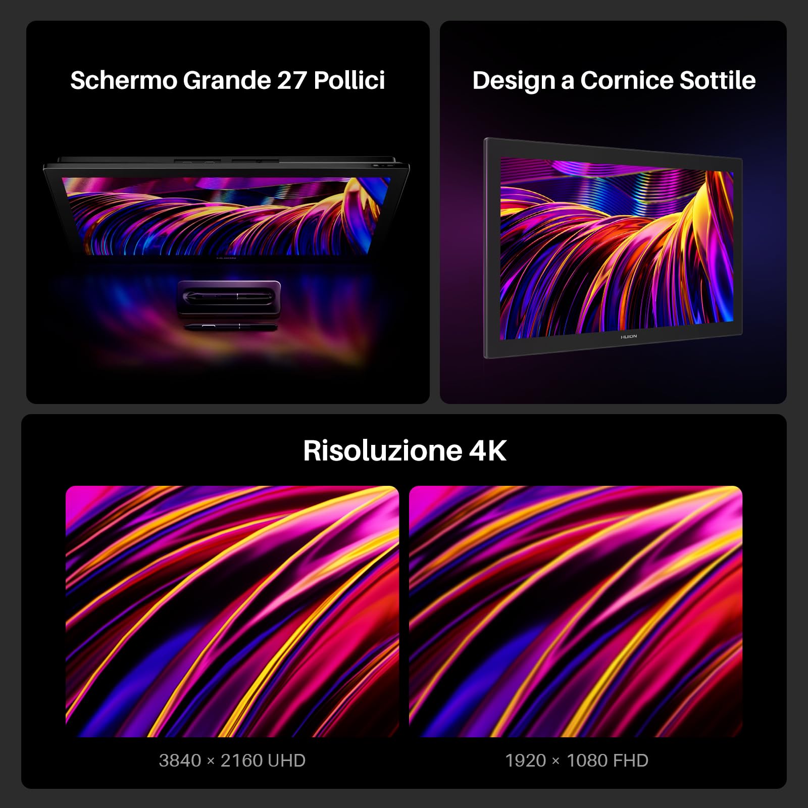 Tablet Grafica Huion Kamvas Pro 27 4K UHD Resolution - Dettaglio