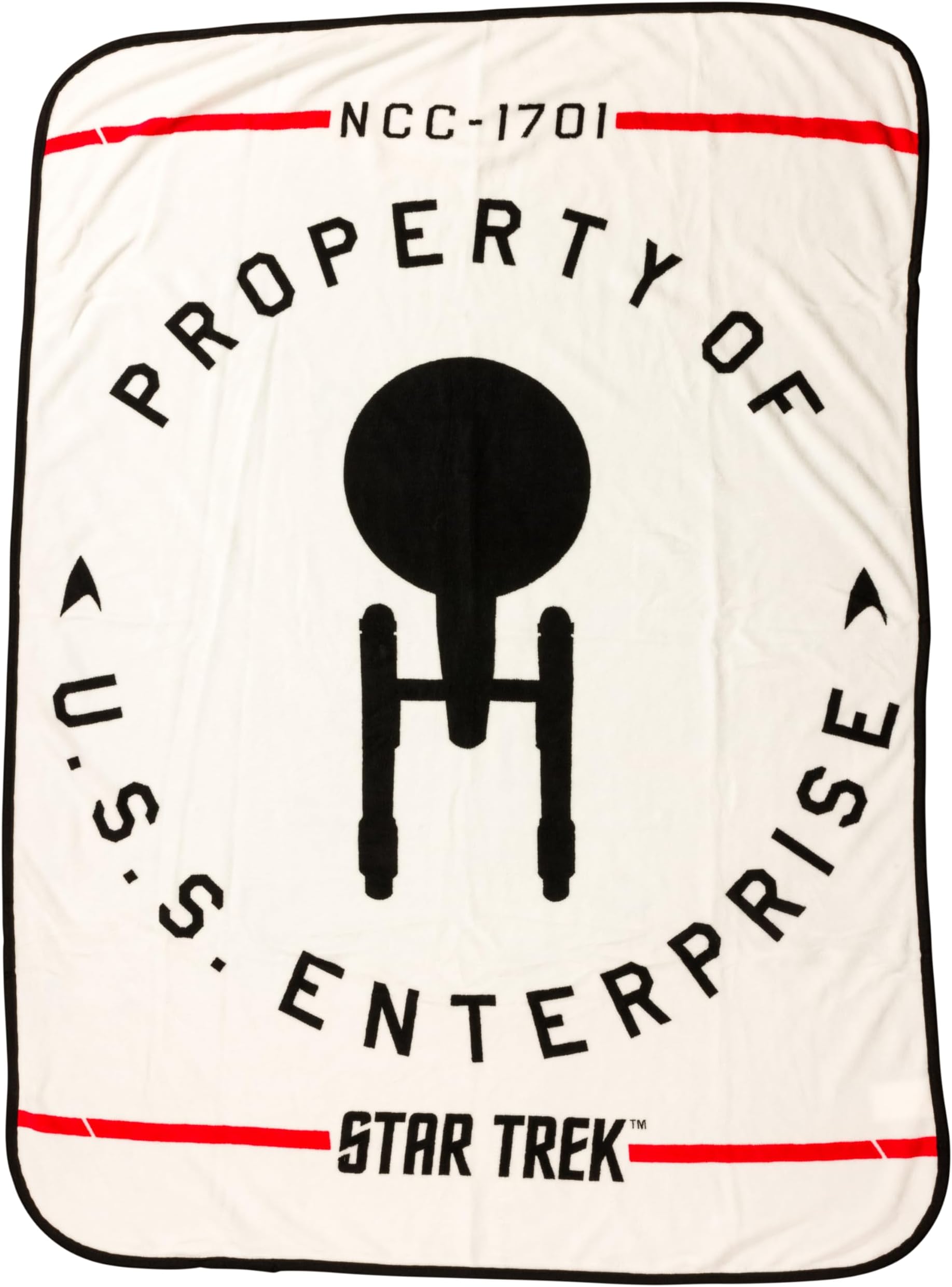 Star Trek NCC-1701 Property of The USS Enterprise 45" x 60" Fleece Throw, Soft and Cozy Blanket, 180 GSM