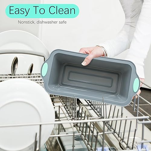Miniatura 5 de To encounter Molde de silicona para pan y hogaza de 9 pulgadas, paquete de 2 moldes de silicona antiadherentes de grado alimenticio para hornear pan