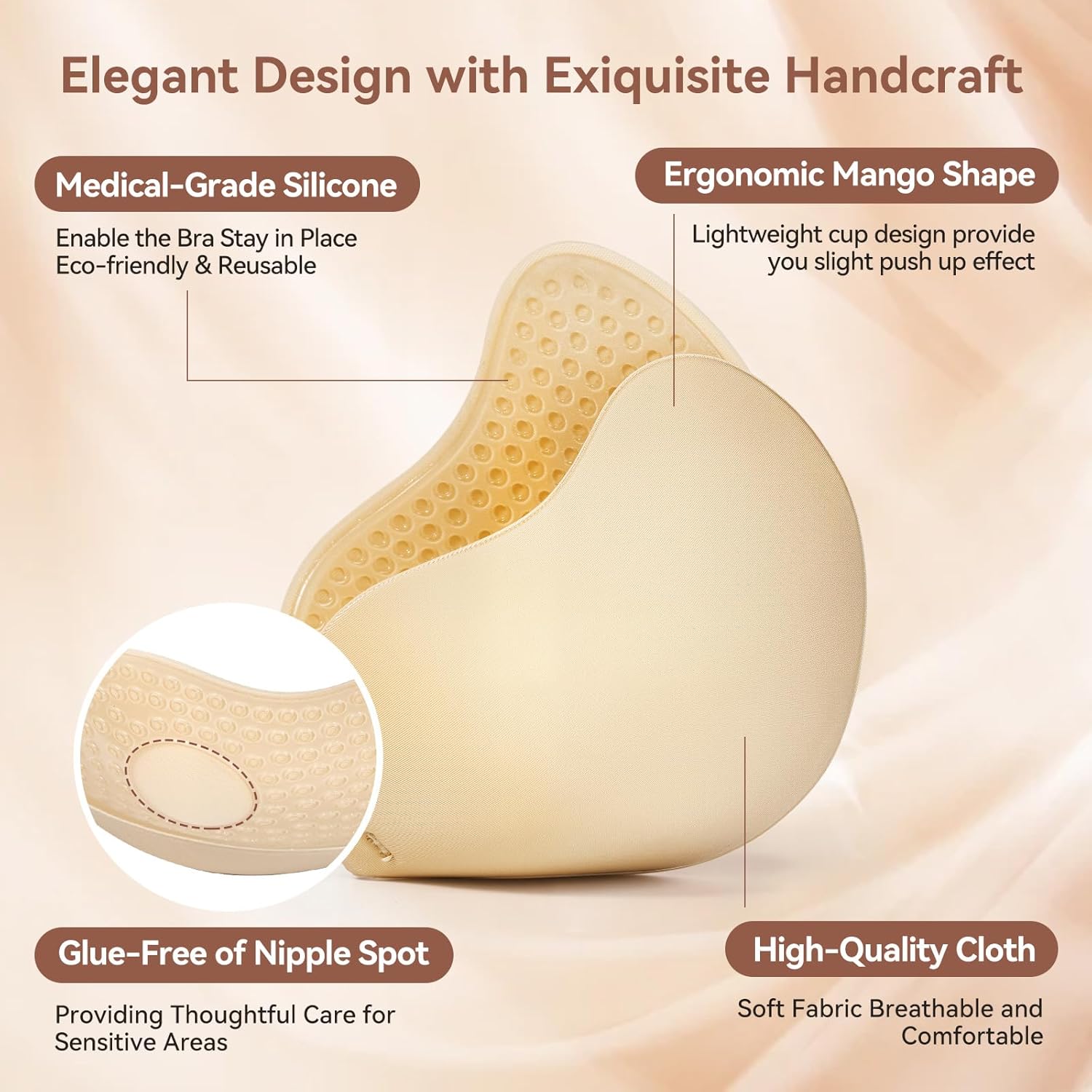 Invisible Sticky Bra Strapless Adhesive Bras Silicone Stick on Push Up Seamless Reusable Backless Bra for Women 2pack - Image 3