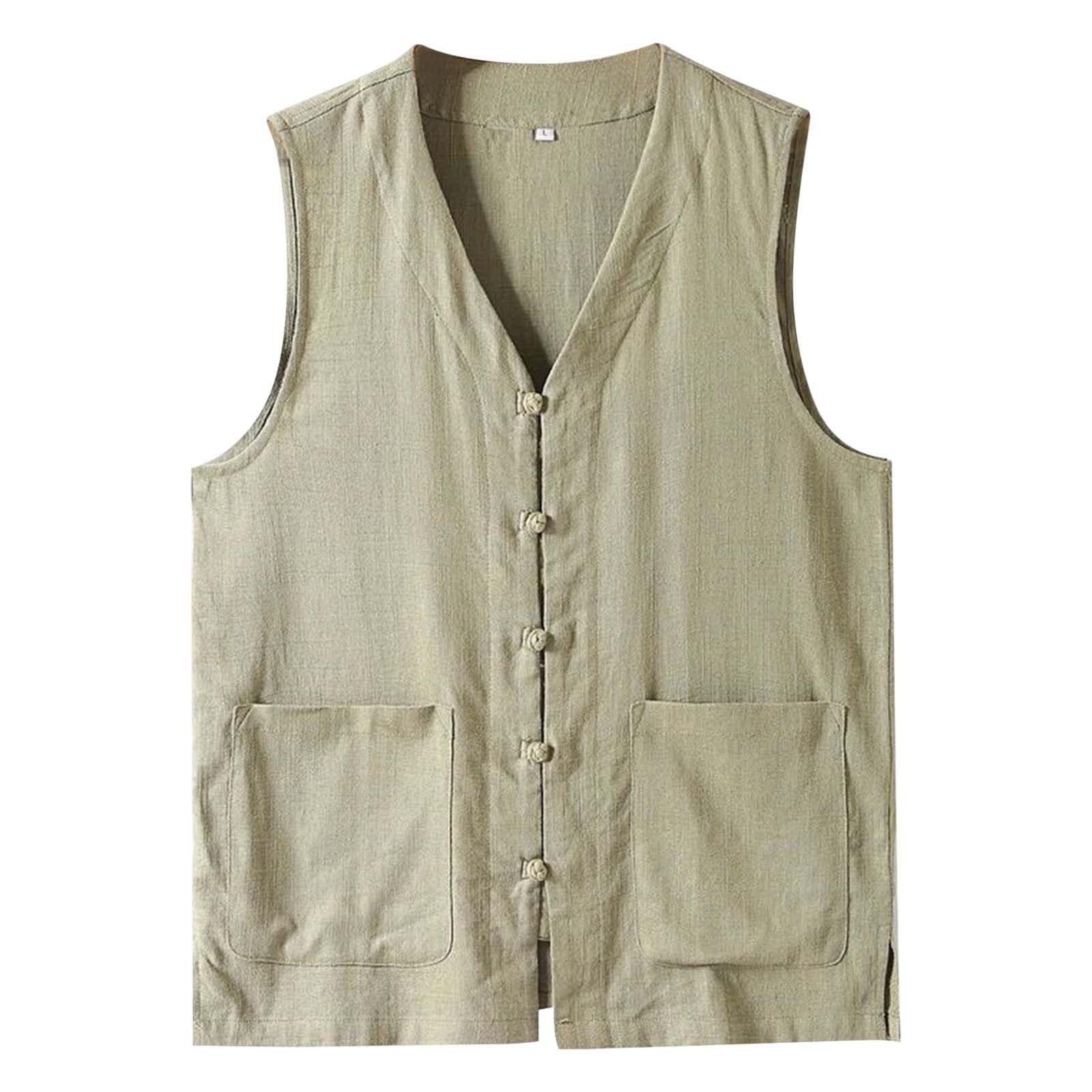 2025 – Gilet d'été fin en lin pour hommes, col en V, grande taille, costume à manches longues