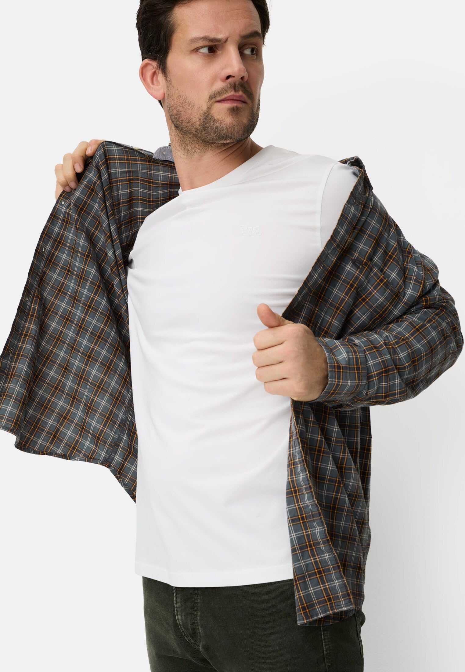 camel active Herren Langarm Hemd aus Reiner Baumwolle