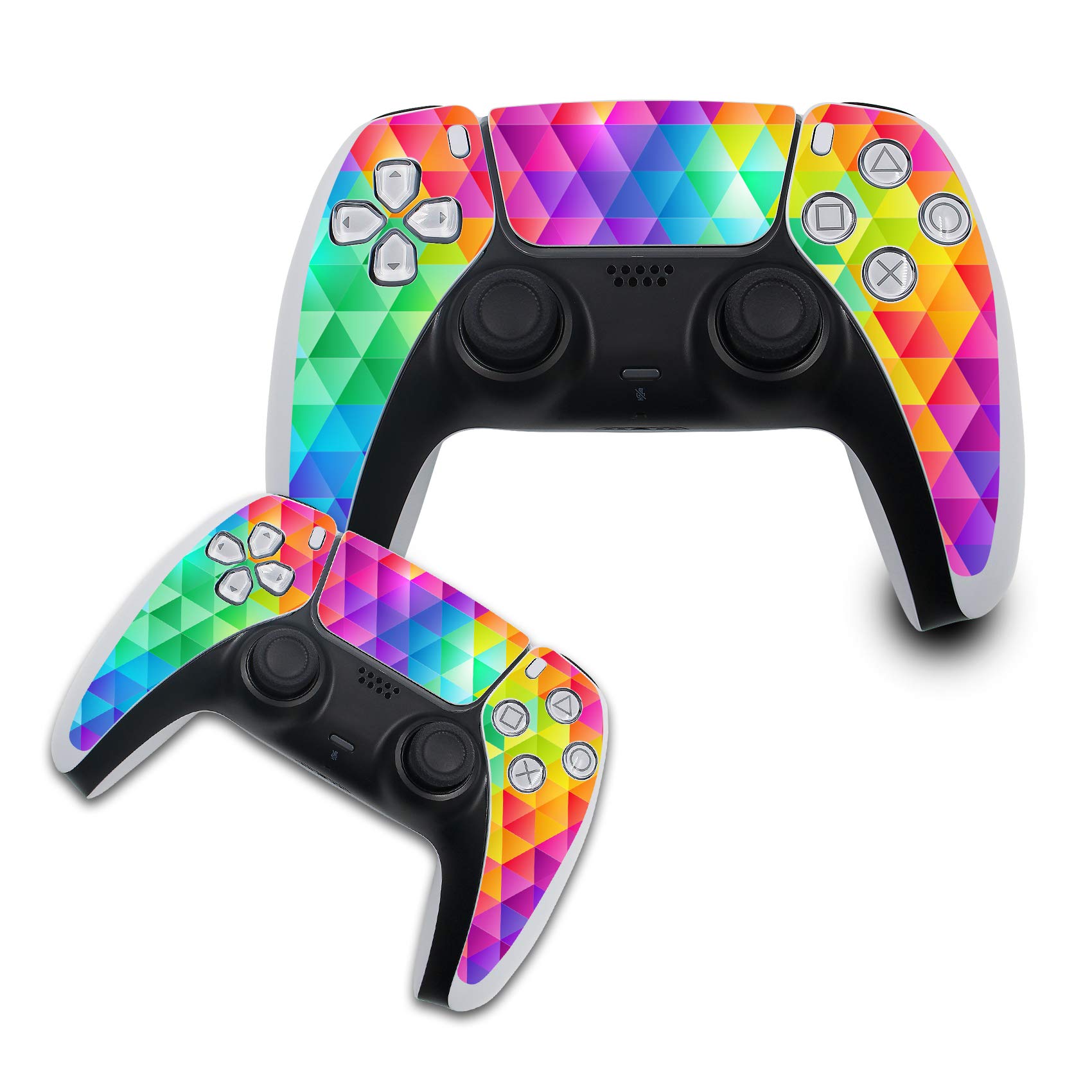 Lámina Protectora Adhesiva para los mandos de Las videoconsolas, Controller Skin, lámina Adhesiva de Vinilo contra arañazos, R140 (Juego de Controladores, n.º 22, triángulos de Colores)